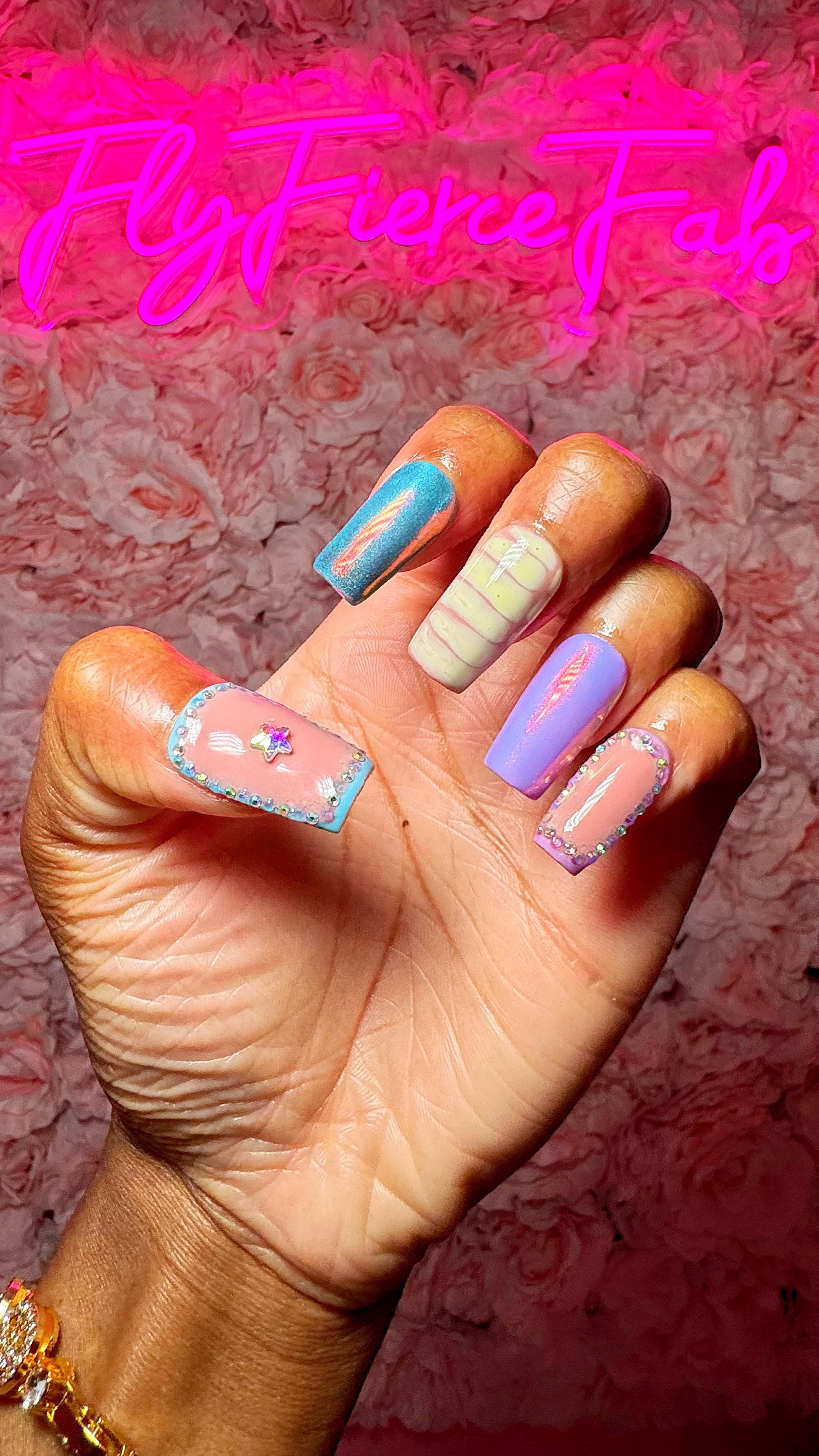 I wanted to match my nails to my outfit for an influencer event, and I think I nailed it! 💅🏾✨. Comment “SHOP” for a DM with links to everything I used to do my nails https://liketk.it/5ddlb

Products Used:
💛 EXTRA THICK MEDIUM SQUARE NAILS | PREVIOUSLY GIFTED BY
@novoovo_nails 
💛 BASE GEL, BLOOMING GEL, GEL POLISHES |
@beetlesgelpolish 
💛 I SHINE, U SHINE YELLOW GEL POLISH |
@dndgel 
💛 BLUE 9D CAT EYE GEL POLISH |
@bornprettyofficial 
💛 ORANGE NAIL CHROME POWDER | FNNZ via Amazon
💛BUILDER GEL & TOP COAT (TO FINISH)
@btartboxnails 
💛 RHINESTONE NAIL GLUE |
@makartt_official 
💛 DRIP & CLOG PROOF NAIL GLUE |
@sallybeauty 

#flyfiercefab #amazonfinds #amazonmusthaves press on nails, nails at home, gel nails at home, nail inspo, spring nails, diy nails, pastel nails