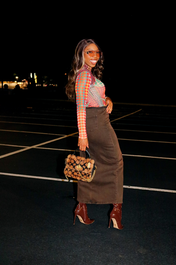 Girls Brown Denim Skirt